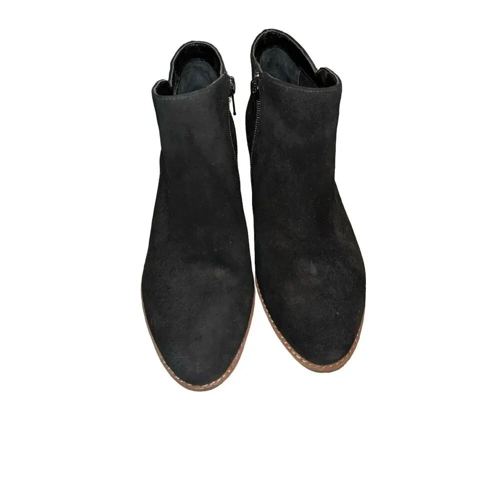 Gianni Bini Black Suede Brown 1” Heel Ankle Boots w/Zipper Women’s Size 8.5M‎